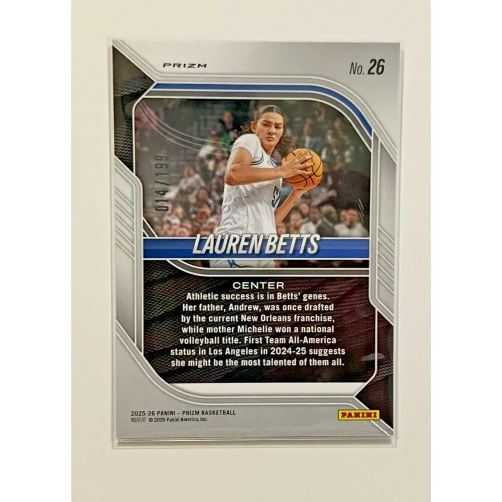 Panini 2025-26 Prizm Basketball Lauren Betts #26 UCLA Bruins NCAA 014/199